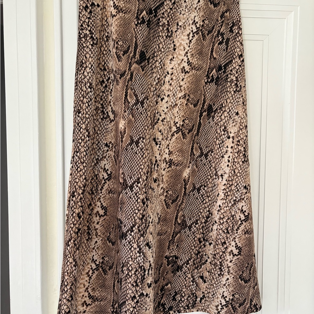 Sanctuary Tan and Brown Midi A-Line Skirt